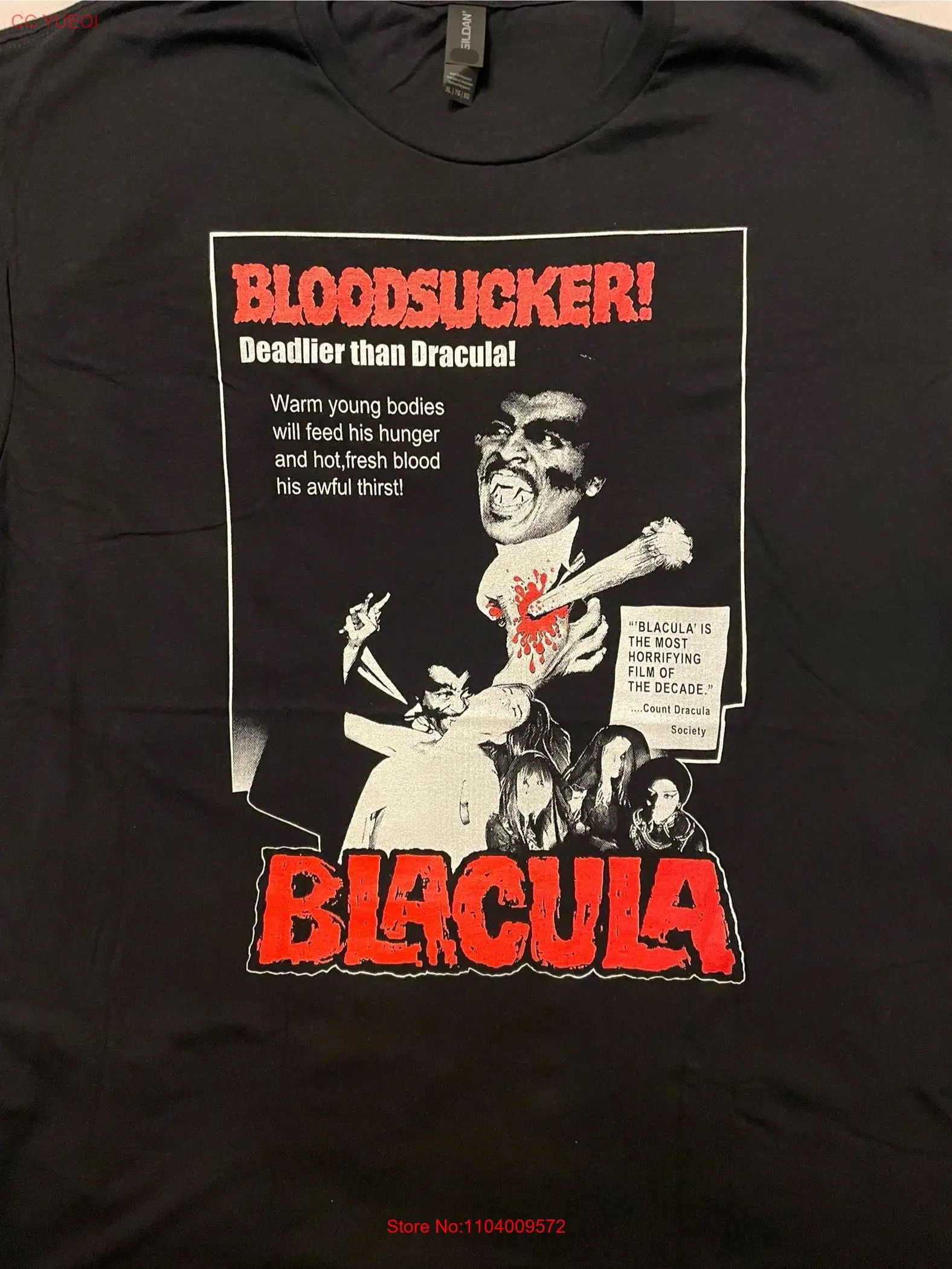 Футболка Blacula различных размеров черная тренировка фильм ужасов Дракула длинные