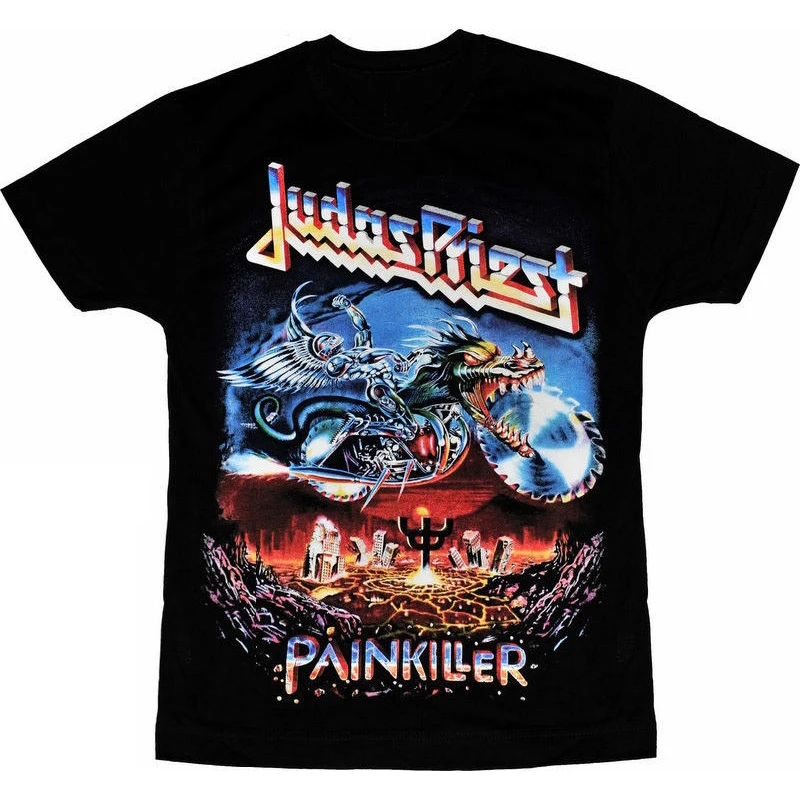 Men T-shirt Metal Punk Band Judas Priest Painkiller Short Sleeve Streetwear Harajuku Casual Plus Size Cotton Tops Y2k Clothing