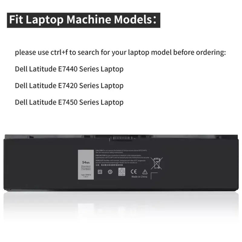 Фото Аккумулятор для ноутбука 3RNFD 7.4V 7100mAh 54Wh для Dell Latitude 14 7000 E7420 E7440 E7450 Series V8XN3 34GKR T19VW F38HT 5K1GW PFXCR №4