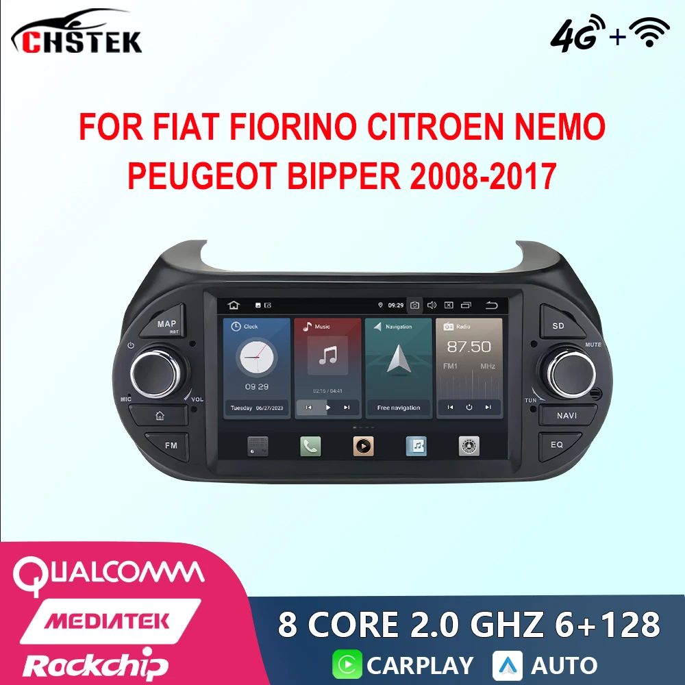

CHSTEK Android Car Radio For Fiat Fiorino Citroen Nemo Peugeot Bipper 2008-2017 DVD Qualcomm Bluetooth CarPlay WIFI 4G Autoradio