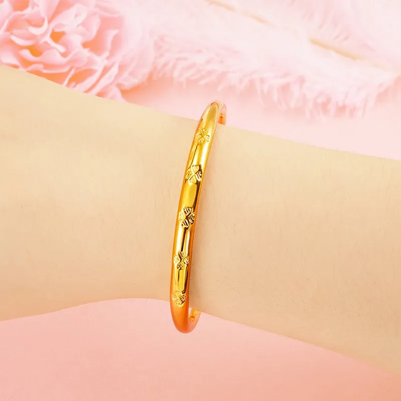 Золотой браслет с имитацией золота 999 пробы позолоченный из цельного 24 карата