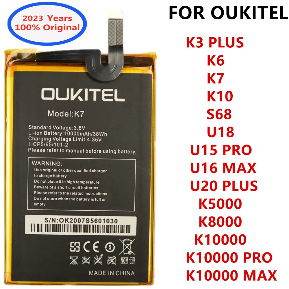 

Original Oukitel Battery For Oukitel K3 PLUS K5000 K8000 K10000 MAX K10000 Pro K6 K7 K10 S68 U15 PRO U16 MAX U18 U20 Plus Phone