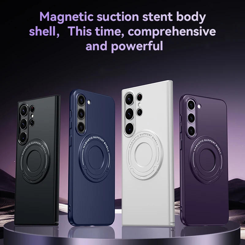 

Magnetic Metal Stand Case For Samsung Galaxy S23 Ultra S23 With Ring Holder Shell For Magsafe Wireless Charger Shockproof Cover