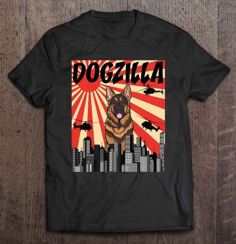 

Забавная Ретро футболка с японской зиллой немецкой овчарки, Мужская футболка, Мужская футболка с индивидуальным принтом, Спортивная мужска...