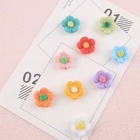 20pcs cute simulation yarn flower resin accessories multi colored diy decorations for kids hairpin slippers phone case cup