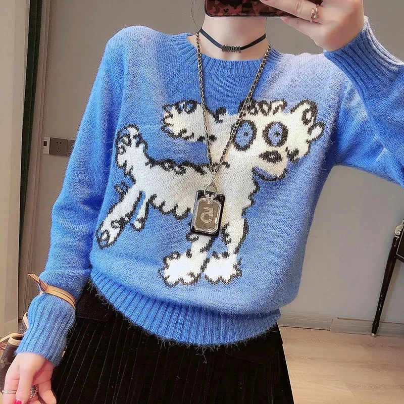 

Harajuku Cartoon Women Sweaters Y2K Vintage Long Sleeve Pullovers Chic Streetwear Sueter Mujer Clothes