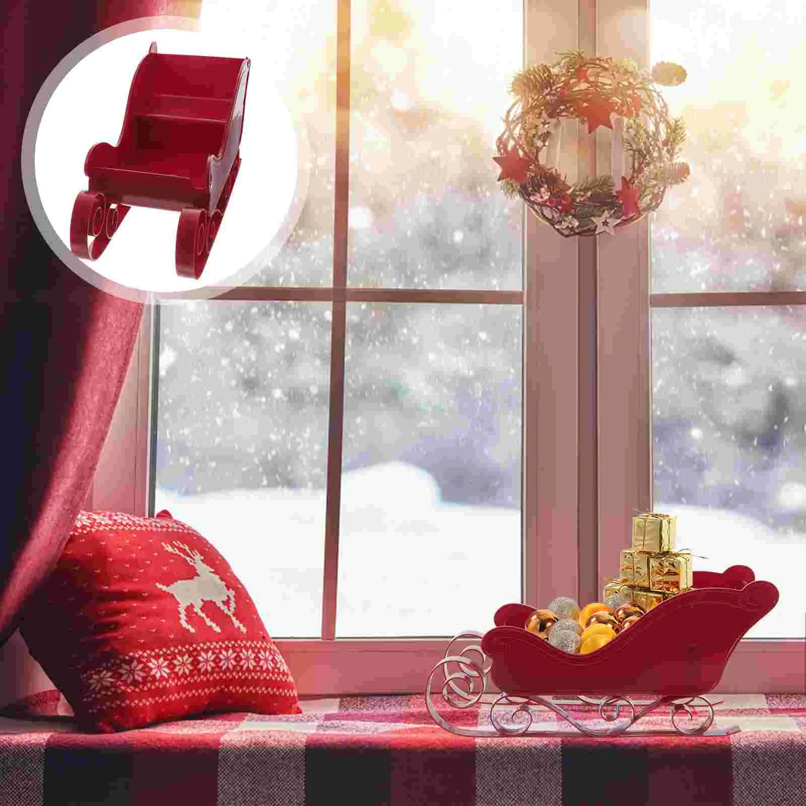 

Exquisite Sled Adornment Plastic Christmas Sleigh Pendant Christmas Tree Ornaments Home Decorations Home Christmas Decor Props