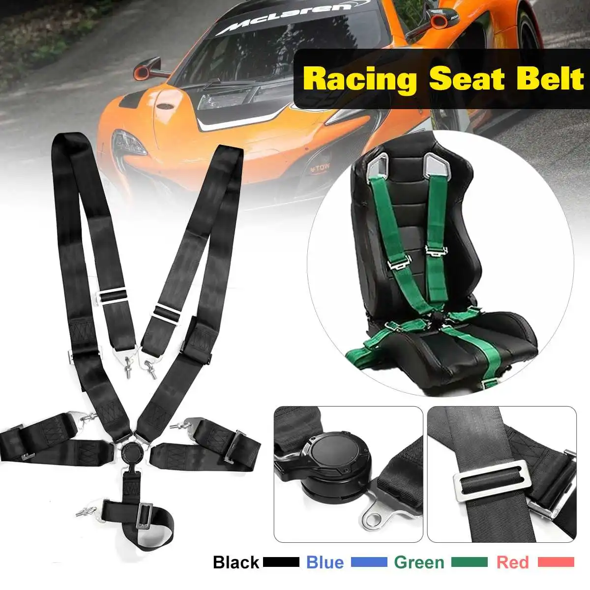 

Universal 5 Point Snap-In Camlock Quick Release Racing Car Seat Belt Harness Adjustable Harness Safe Shoulder Strap
