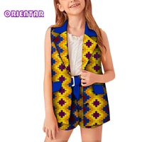 fashion kids girls african clothes 2 pieces set sleeveless coats vestshorts child suit outfits summer african outfits wyt597