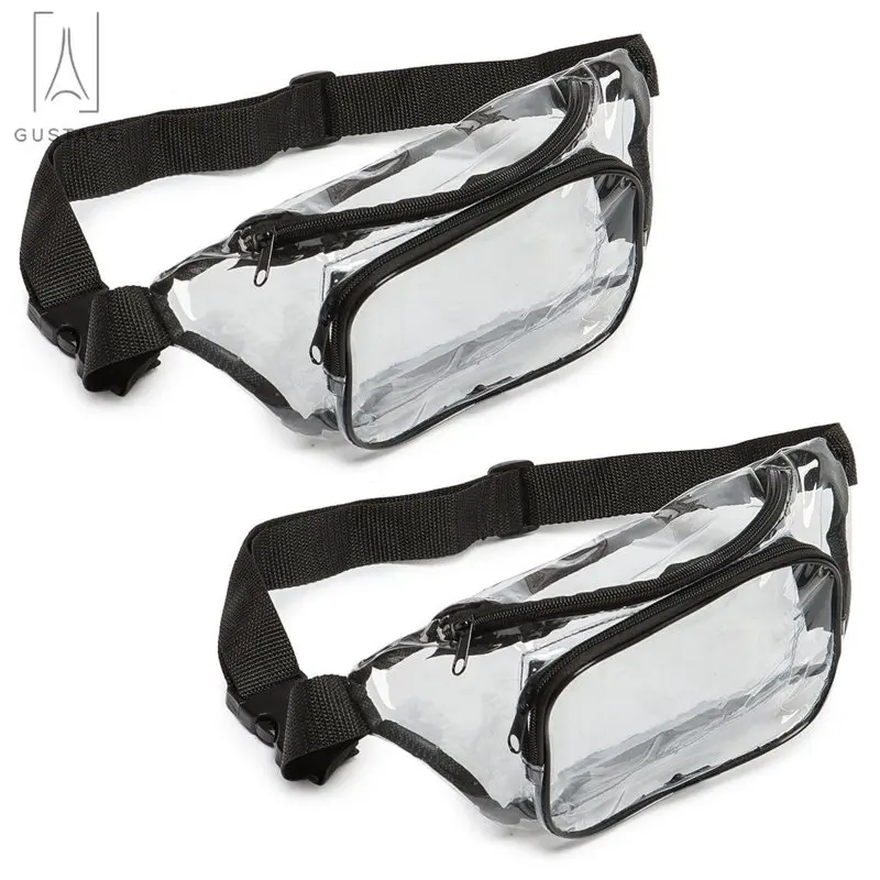 2 Pack Clear Fanny Pack Stadium Approved Transparent Waterproof PVC Waist Bag Clear Purse Adjustable Belt Bag  Women Men, Travel