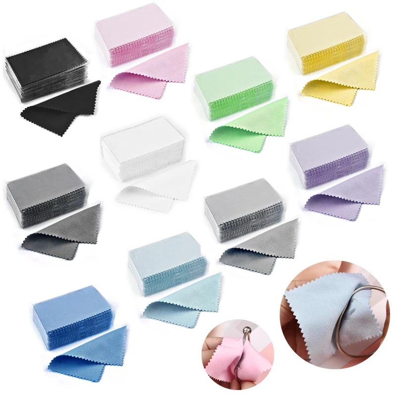 

50pcs/Lot Silver Polishing Cloth Silver Color Cleaning Polishing Cloth Soft Clean Wipe Wiping Cloth For Silver Gold Jewelry Tool
