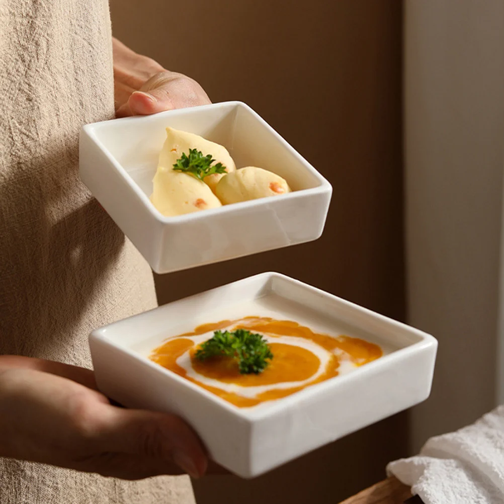 

Ceramic Square Gu Bowls Serving White Platters Small Cereal Ceramics Salad Snack Appetizer Dishes