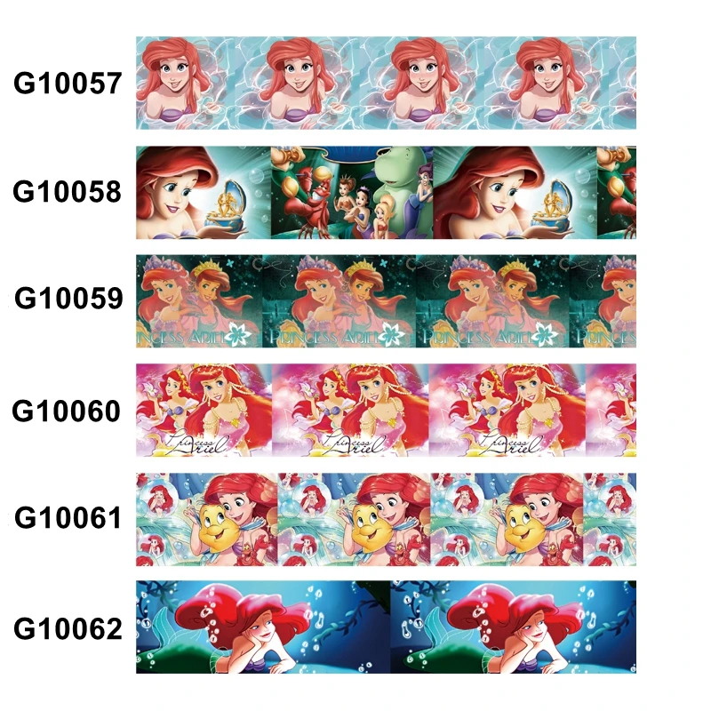 

Disney Ariel Princess Cartoon Grosgrain Ribbon Printed Liston 50yards FOE for DIY Bows Craft Supplies Decoration Materials