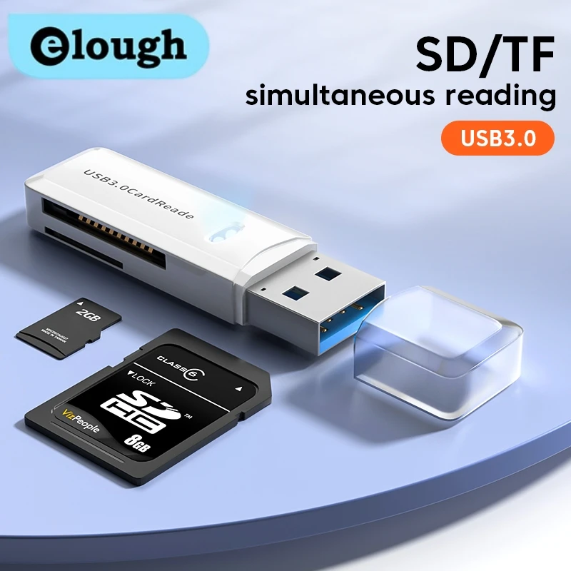 Устройство для чтения карт памяти Elough USB 3,0, TF SD OTG, кардридер 2 в 1, устройство для чтения карт Micro SD, аксессуары для ноутбуков