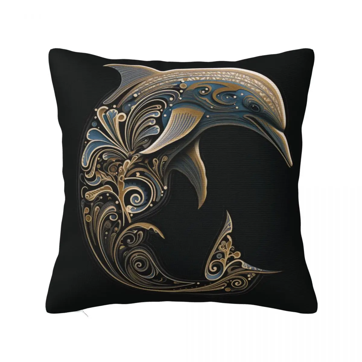 

Dolphin Pillow Case Religious Art Intricate Lines Car Zipper Pillowcase Spring Decorative Polyester Cover