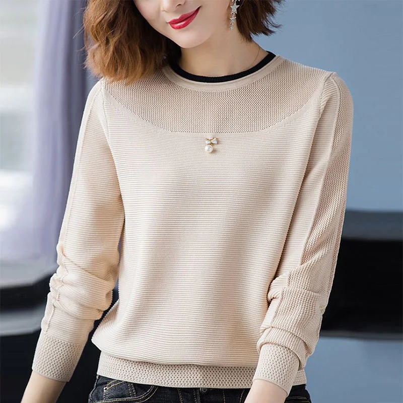 

Knitwear Long Sleeve Bottoming Shirt Spring Autumn Women's New Loose Sweater Pullover