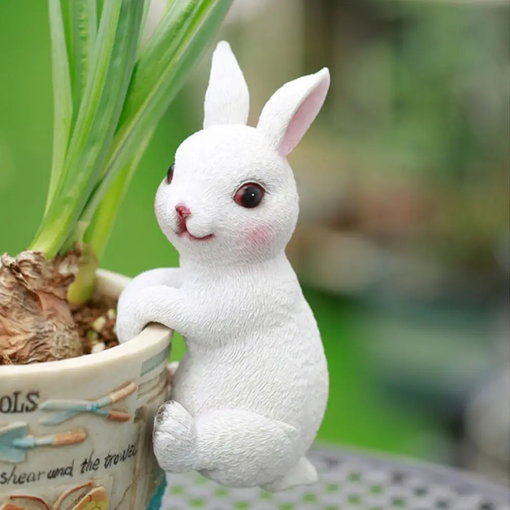 

Yard Decor For Garden Design Cup Pendant Potted Plants Bunny Figurines Rabbit Statue Cat Sculpture Resin Ornament