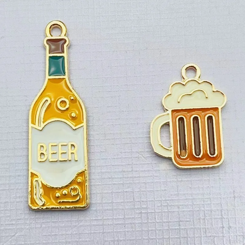 10 шт., эмалированные Подвески в виде бутылки пива, 34 х11 мм