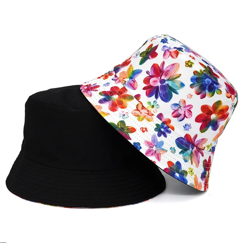 

2022 Cotton Print Bucket Hat Fisherman hat Fashion Joker Outdoor Travel Sun Cap For Men And Women 180