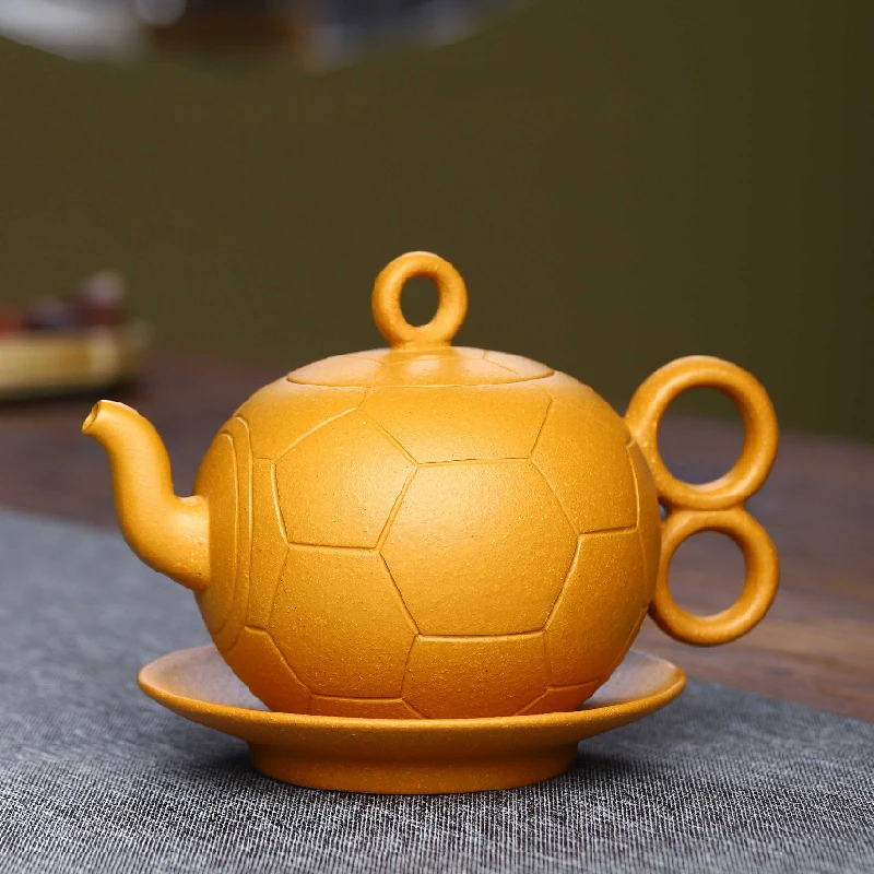 

Yixing Handmade Football Shape Tea Pot Tea Ceremony Custo Mized Purple Clay Teapot Raw Ore Section Mud Beauty Kettle 300ml