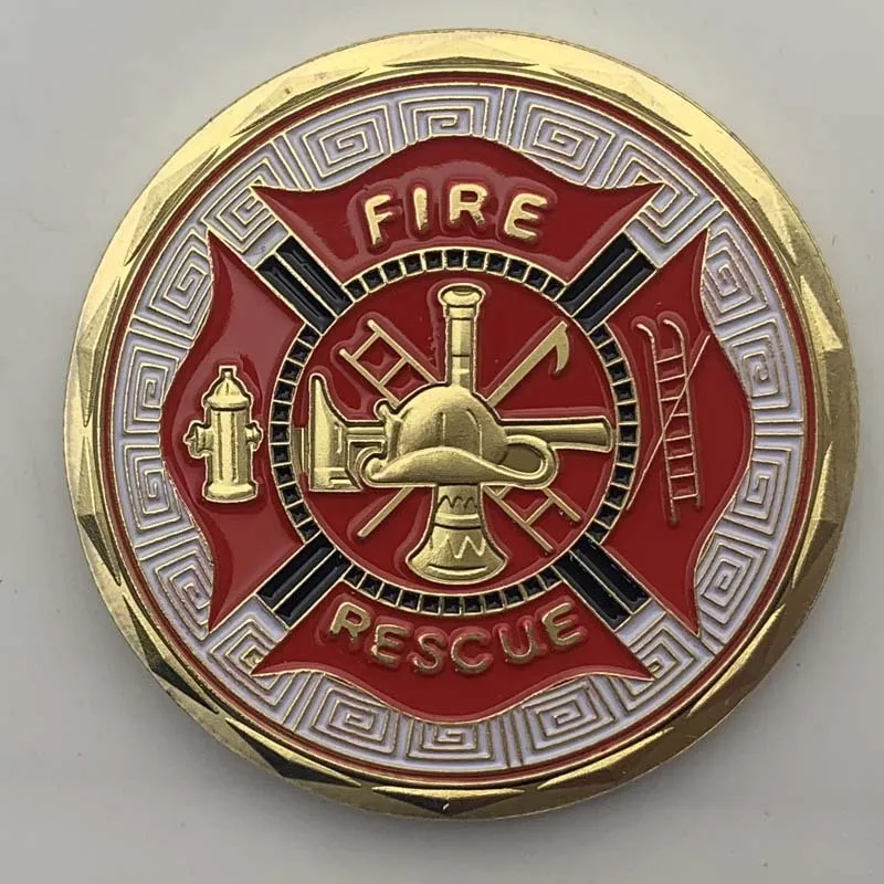 

American Firefighter Challenge Coin Thin Red Line Painted the U.S.Flag Glory Gold Plated Collectible Firemen Commemorative Coin