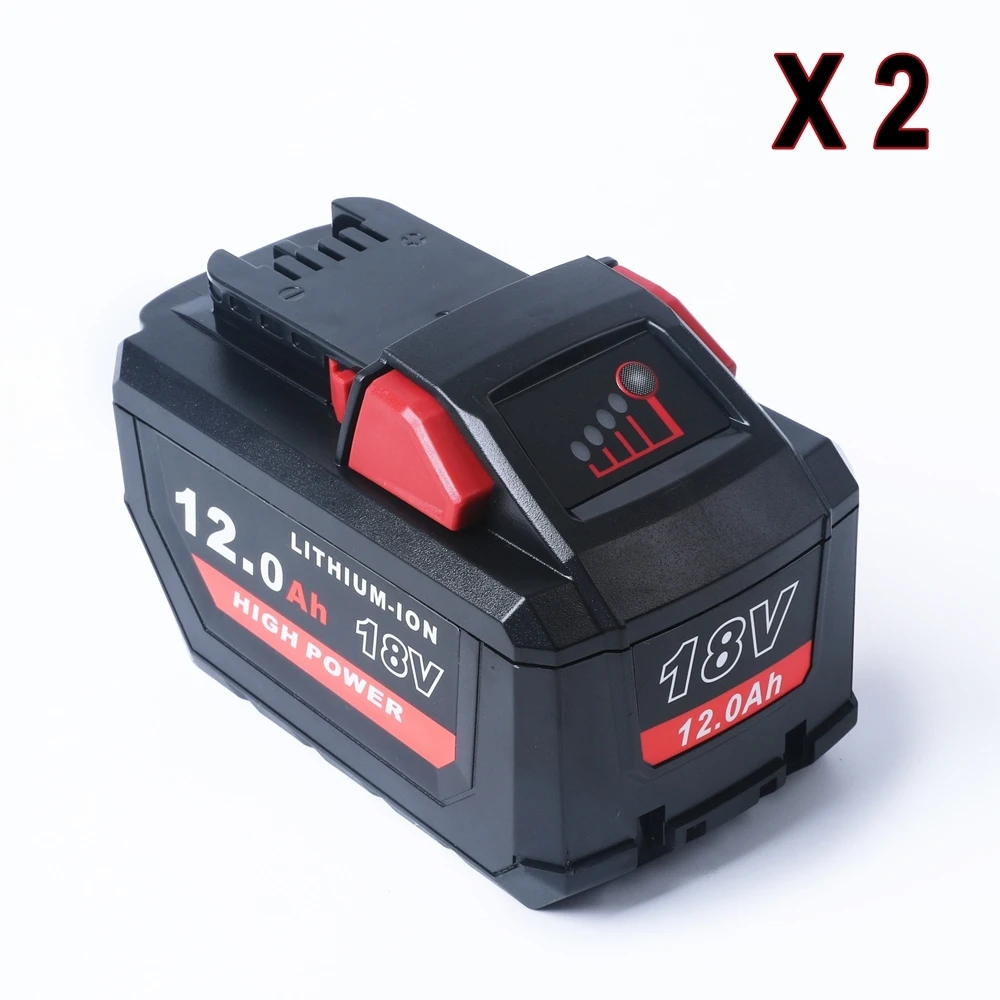 

2Pack 18V 12Ah 12000mAh 216Wh Lithium-Ion Battery Akku for Milwaukee 18V Power Tools Drills Drivers Hammers for M18 48-11-1812
