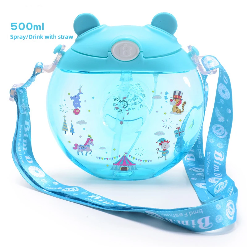 Бутылка для воды с распылителем детей 500 мл портативная кружка питья школы милая