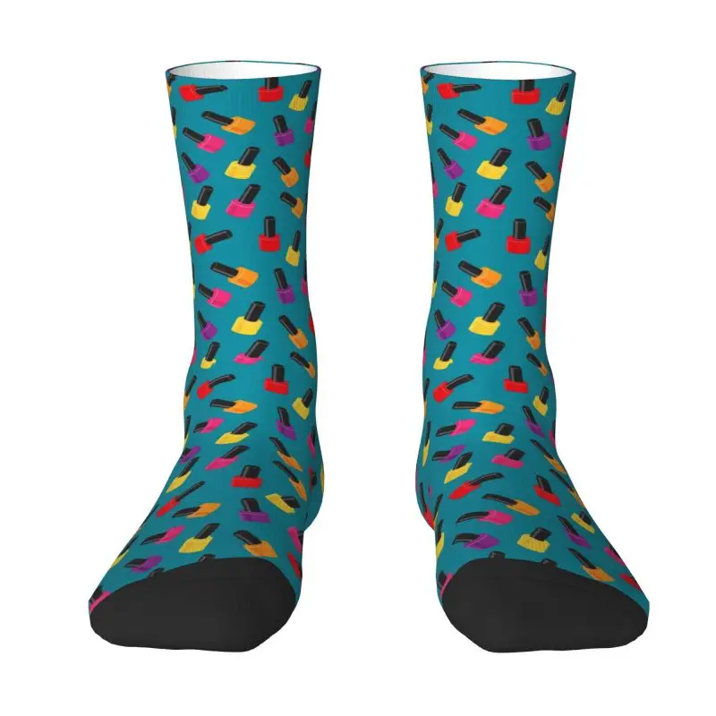 

Funny Mens Pretty Nail Polish Bottles Dress Socks Unisex Comfortable Warm 3D Printing Manicurist Manicure Crew Socks