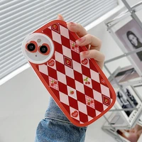 fashion cute fruit red diamond lattice clear phone case for iphone 13 11 12 pro x xr xsmax 7 8plus shockproof cartoon soft cover