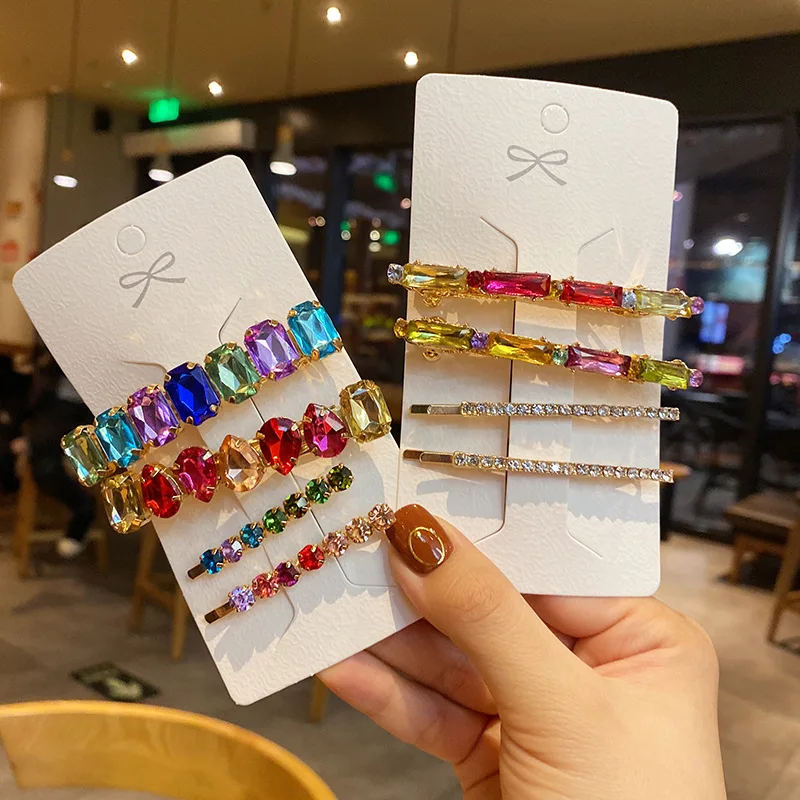 

New Ladies Fashion Zirconia Set Hair Clip Metal Gold-plated Crystal Rhinestone Jewelry Girls Headdress Party Gifts