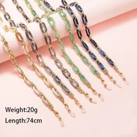 fashion colorful stitching acrylic sunglasses mask holder neck strap for women vintage gold button resin glasses chain lanyard