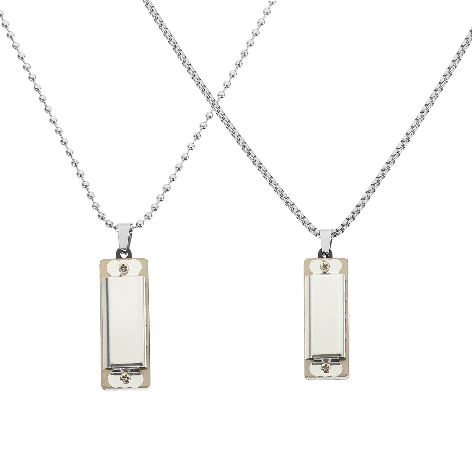 

2 Pcs Harmonica Necklace Sterling Silver Necklaces Instrument Toy Mini Charm Zinc Alloy Musical Student Small Pendant Children
