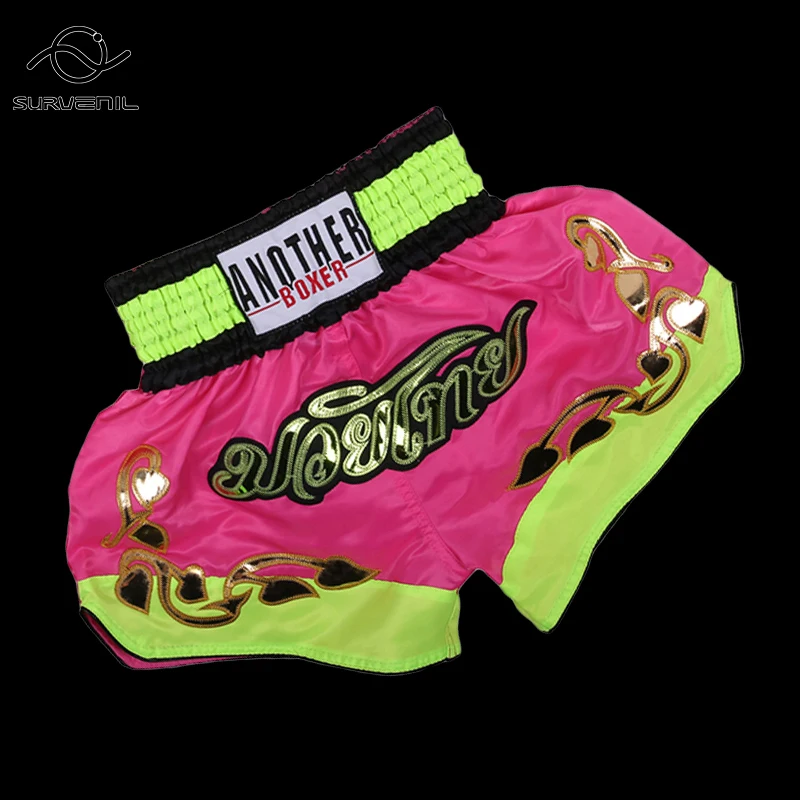 Купи Boxing Shorts Womens Men Satin Muay Thai Shorts Kids Adults 2023 MMA Clothing Embroidery Martial Arts Fight Kickboxing Pants за 1,110 рублей в магазине AliExpress