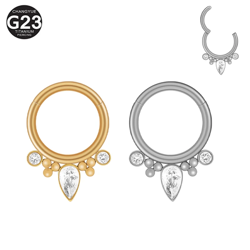 

Piercing G23 Titanium Earrings Daith Nose Rings Zircon Hight Segment Ring Open Small Septum Clicker Studs Helix Body Jewelry 16G