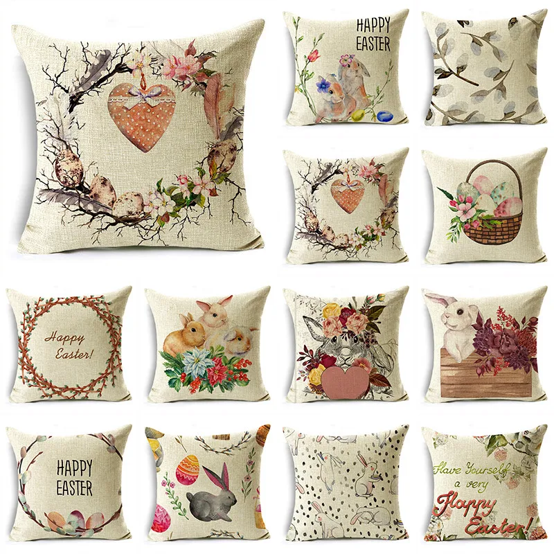 

Easter Series Easter Egg Bunny Pattern Square Cushion Cover Pillowcase for Sofa Couch Bedroom Home Decor 40cm 45cm and 50cm