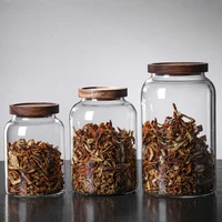 transparent glass storage jar with lid moisture proof large capacity medicinal herbs tea nut storage jar glass bottle container