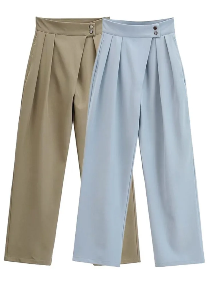 

Брюки-султанки Женские повседневные на пуговицах с завышенной талией