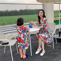 mother and daughter dress 2022 summer parent child matching floral pattern dresses for women clothing baby girls clothes robe