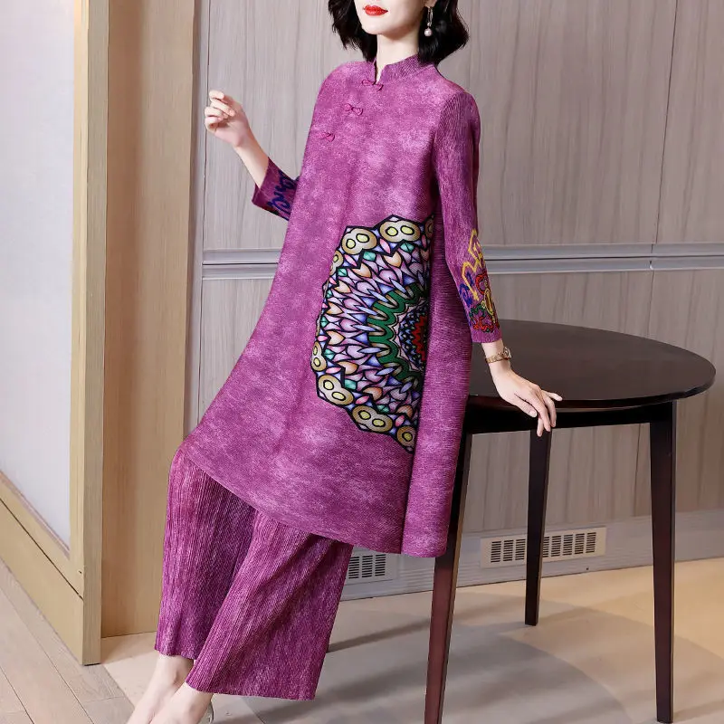 

High -end design sense collar fold dress 2022 spring new purple retro improved version casual long sleeve style dress female
