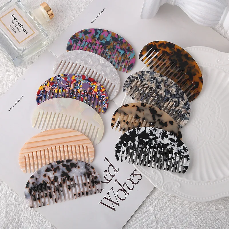 

Полукруглая гребень в китайском старинном стиле из уксусной кислоты, сетчатая красная Геометрическая гребень с леопардовым узором, простая расческа для волос