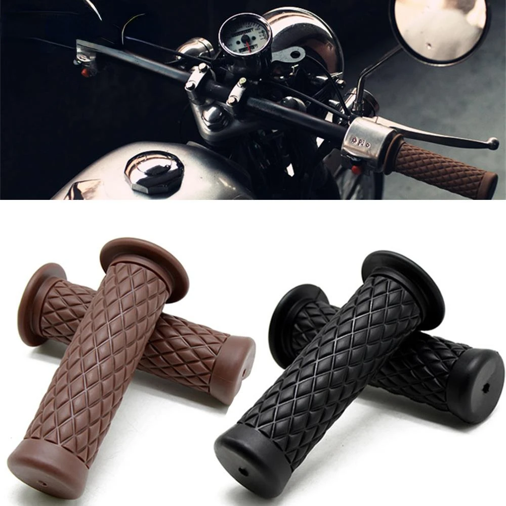 

Moto Rcycle Retro Rubber Klassieke Moto Rbike Antislip Handvat Bar Unviersal Vintage Moto Stuur Voor Cafe Racer Moto rcycle Grip