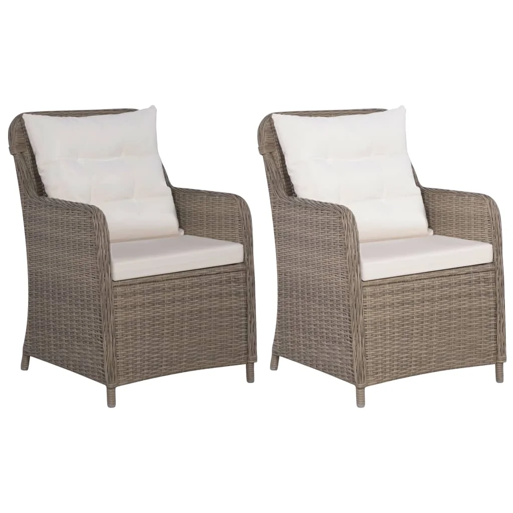 

Patio Chairs with white Cushions 2 pcs Poly Rattan Brown 25.2" x 25.6" x 35.4" Outdoor Chair Outdoor Furniture