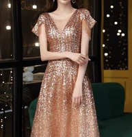 gold prom dresses luxury o neck a line bling beading sequins tassel sleeves floor length banquet wedding celebrity evening gowns