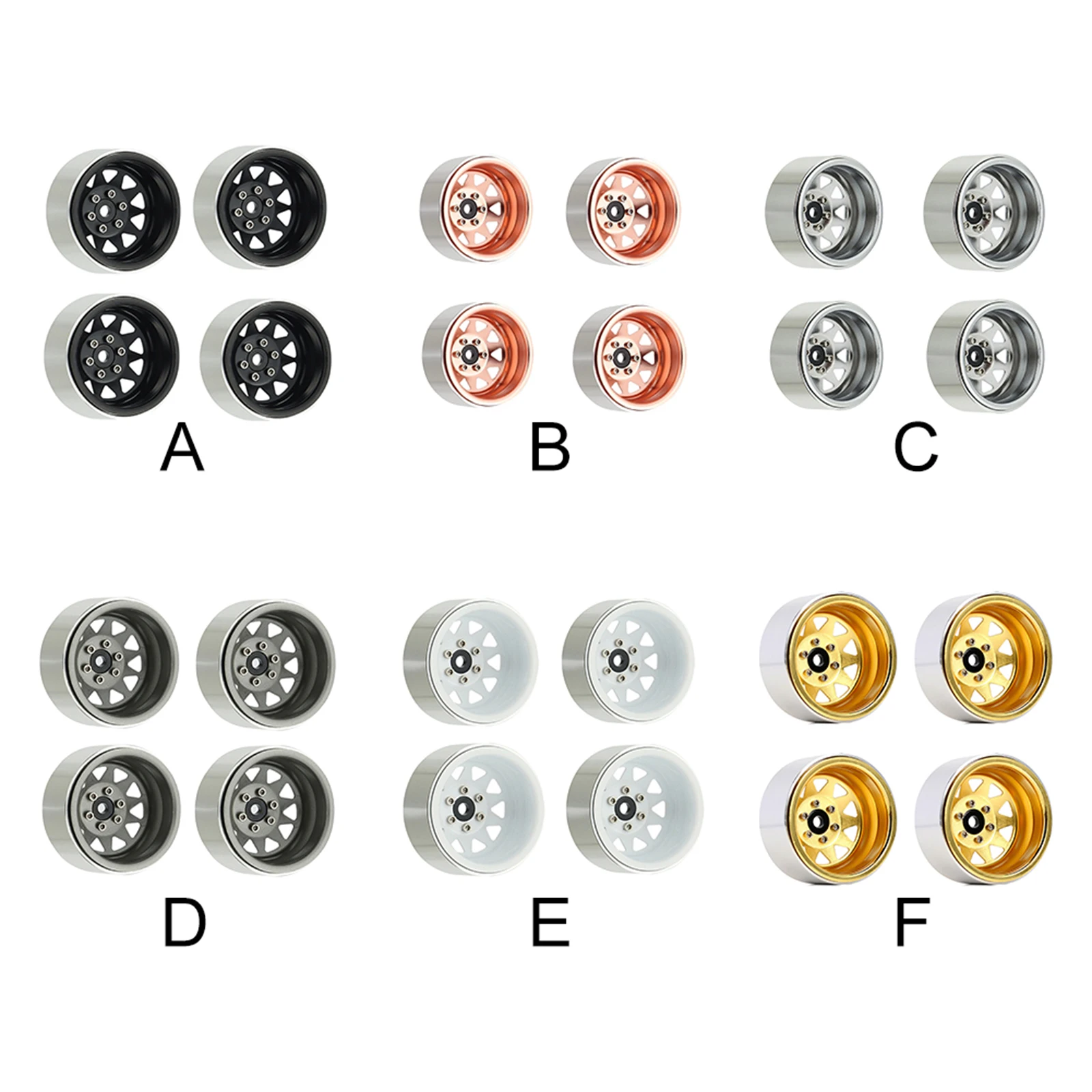 

4pcs 1.9 inch Beadlock Wheel Hub for 1/10 Scx10 90046 Traxxas Trx4 Rc4wd D90