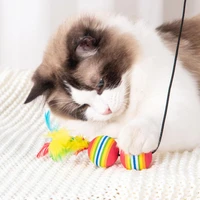 excel cat toys bright color eye catching self entertainment kitty feather toy decor pet toys pet toys 2pcs