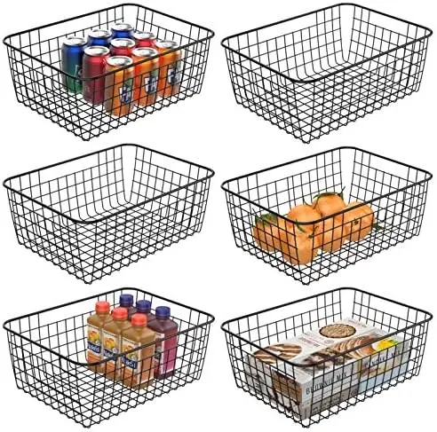 

Organizer, 6 Pack Extra Large Pantry Organizers and Storage with Handles, Sorting Storage Easy Access Durable Wire Basket for P