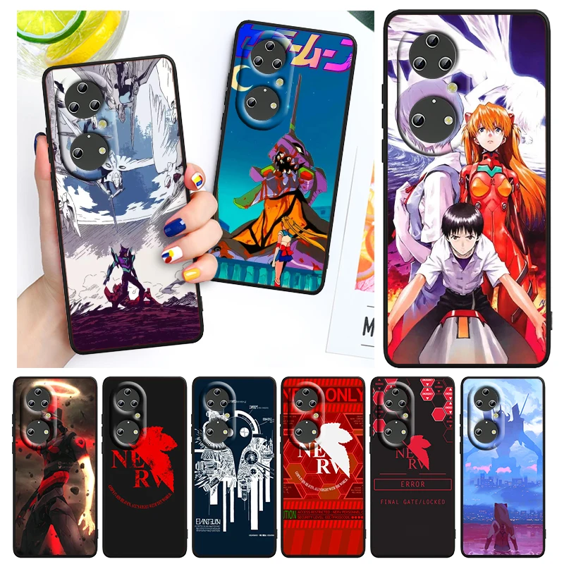 

Anime Evangelion EVA Art For Huawei P50 P40 P30 P20 Lite 5G Pro Nova 5T Y9S Y9 Prime Y6 2019 Black Soft TPU Cover Phone Case