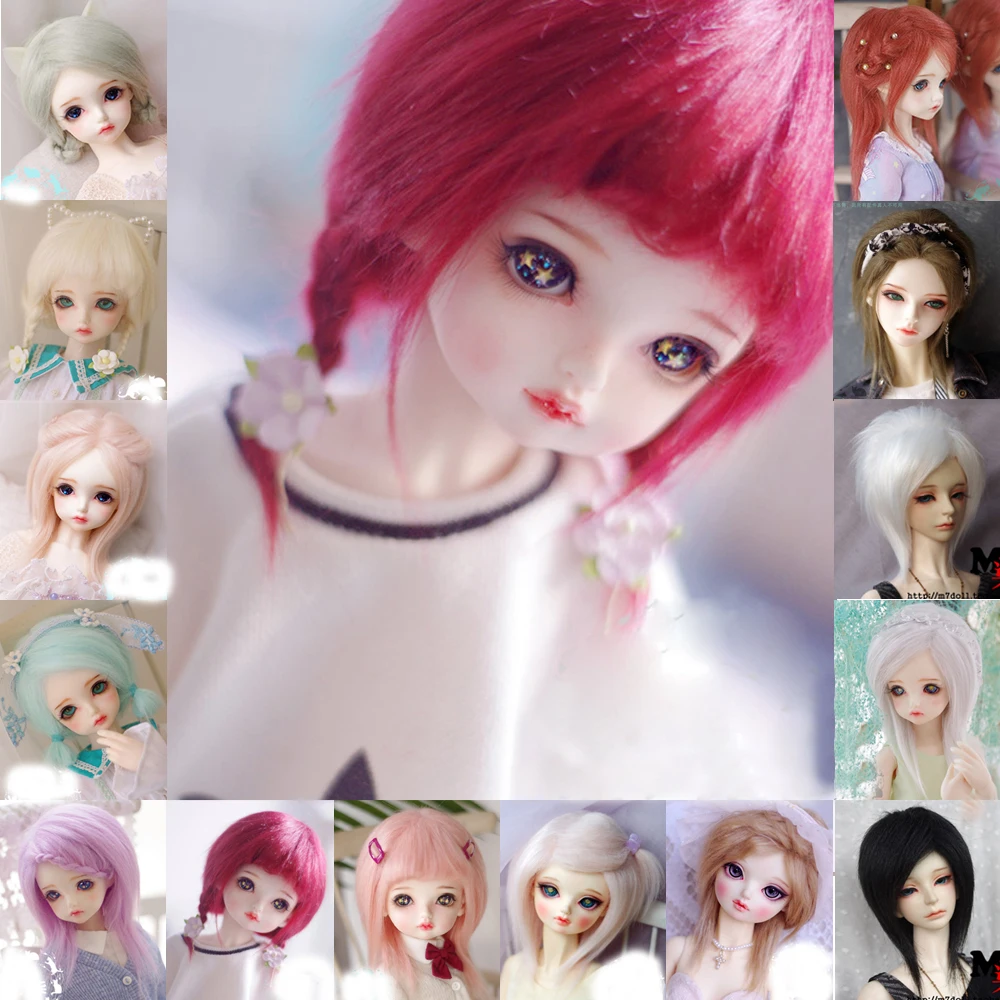 

D03-P556 children toy BJD DD SD MSD 1/12 1/6 1/8 1/4 1/3 doll's Photo props Accessoriess Long straight hair multicolor wig 1pcs