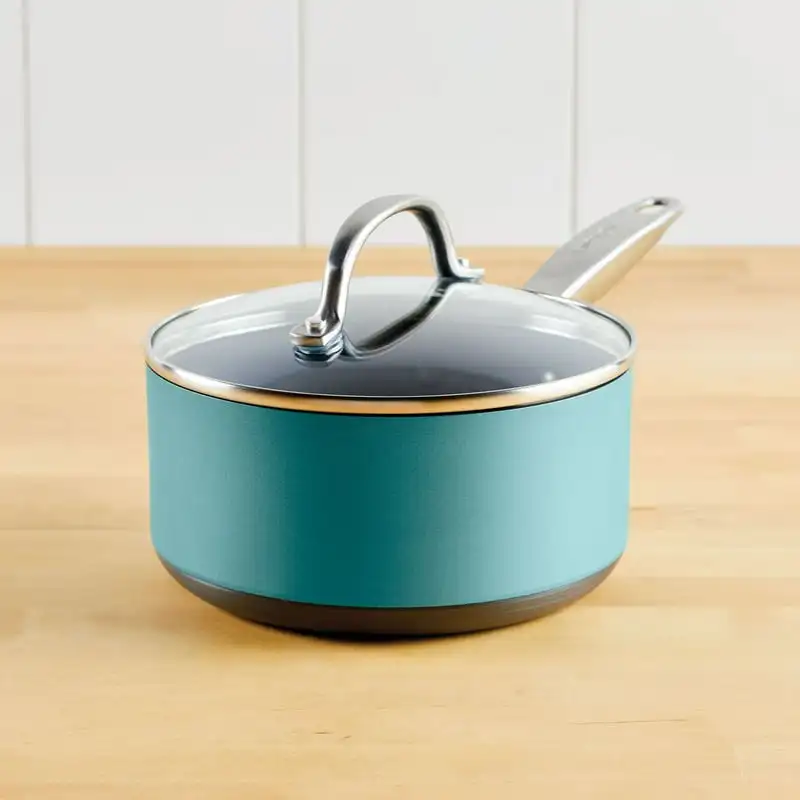 

Hard Anodized Nonstick Sauce Pan with Lid, 2-Quart, Teal