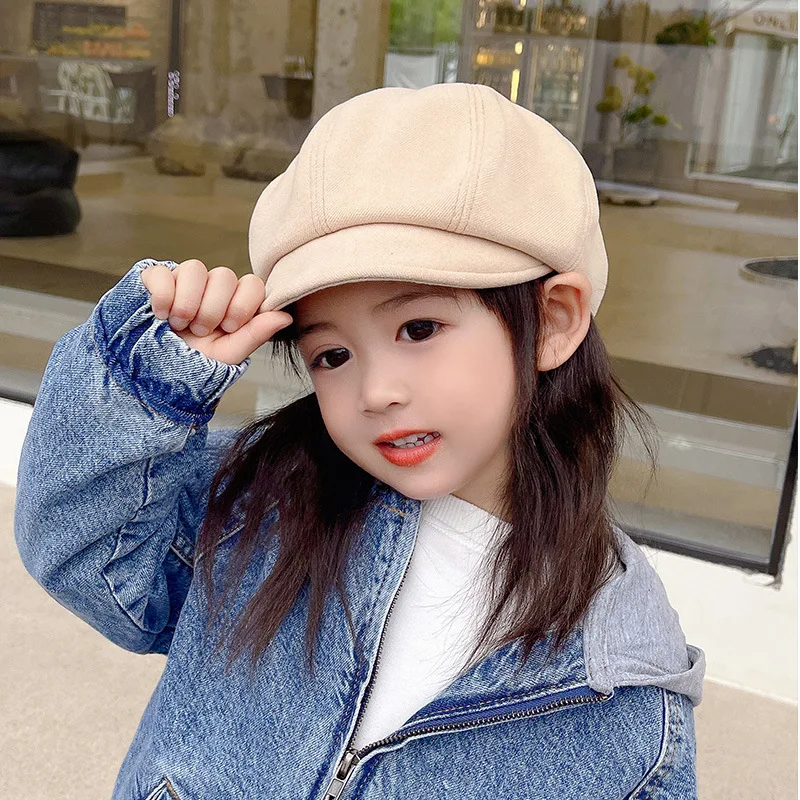 Children's Octagonal Cap Spring and Autumn Korean Style Girl All-Match Cute Beret Baby Boy Fashion Painter Beret